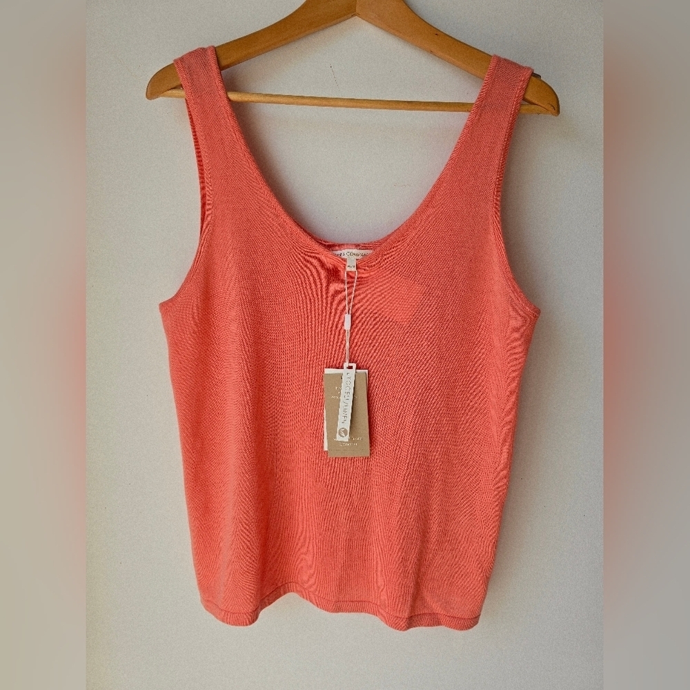 DKR&Company Coral Sleeveless Knit Top Lyocell Linen Size M L